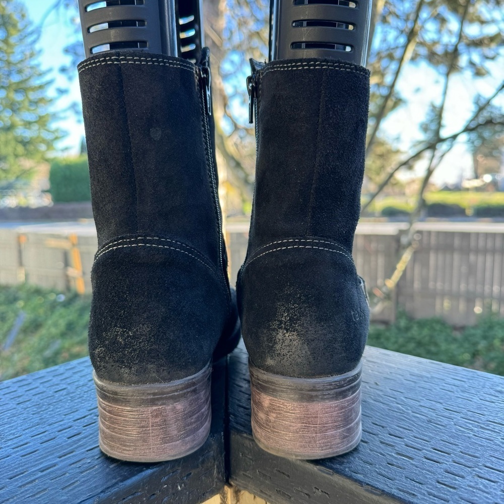 Taos Women’s Craft Black Suede Leather Side Zip Heeled Boots Size 40 - Picture 5 of 10